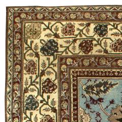 Large Antique Indian Amritsar Light Blue and Beige Handwoven Wool Rug - 3582319