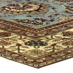Large Antique Indian Amritsar Light Blue and Beige Handwoven Wool Rug - 3582320