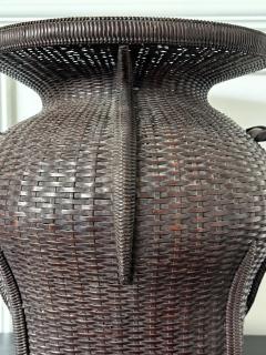 Large Antique Japanese Bamboo Flower Basket Hahakago in Chinese Taste - 4638395