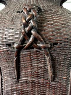 Large Antique Japanese Bamboo Flower Basket Hahakago in Chinese Taste - 4638398