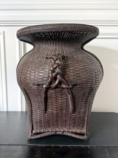 Large Antique Japanese Bamboo Flower Basket Hahakago in Chinese Taste - 4638399