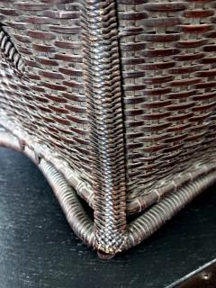 Large Antique Japanese Bamboo Flower Basket Hahakago in Chinese Taste - 4638401