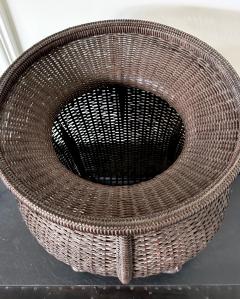 Large Antique Japanese Bamboo Flower Basket Hahakago in Chinese Taste - 4638404