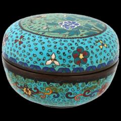 Large Antique Japanese Cloisonne Enamel Container Box with Butterflies - 3904310