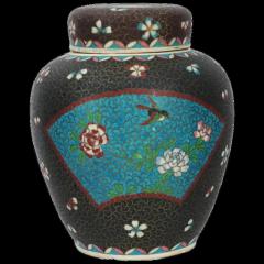 Large Antique Japanese Cloisonne Enamel on Porcelain Totai Jar Signed - 3904064