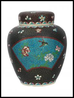 Large Antique Japanese Cloisonne Enamel on Porcelain Totai Jar Signed - 3904071