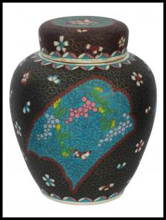 Large Antique Japanese Cloisonne Enamel on Porcelain Totai Jar Signed - 3904077