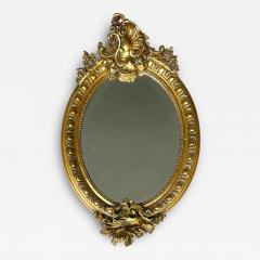 Large Antique Louis XV Oval Giltwood Carved Beveled Mirror - 4475479