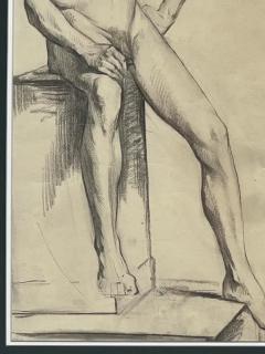 Large Antique Male Nude Art Study Drawing From Paris Framed in Italy - 3611931