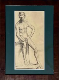 Large Antique Male Nude Art Study Drawing From Paris Framed in Italy - 3611933