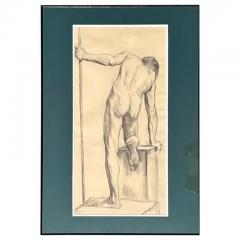 Large Antique Male Nude Art Study Drawing From Paris Framed in Italy - 3611938