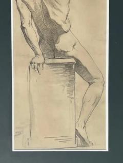 Large Antique Male Nude Art Study Drawing From Paris Framed in Italy - 3612005