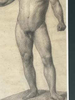 Large Antique Male Nude Art Study Drawing From Paris Framed in Italy - 3611943