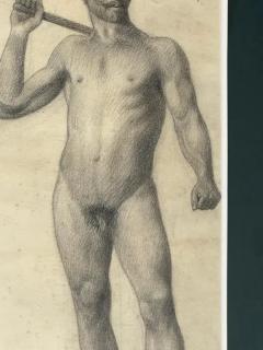 Large Antique Male Nude Art Study Drawing From Paris Framed in Italy - 3611956