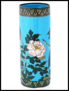 Large Antique Meiji Japanese Cloisonne Enamel Brush Pot Vase - 3904070