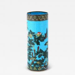 Large Antique Meiji Japanese Cloisonne Enamel Brush Pot Vase - 3934356