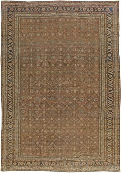 Large Antique Persian Bibikabad Brown Handmade Wool Rug - 2445534