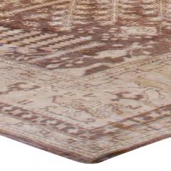 Large Antique Turkish Oushak Floral Brown and Sand Handwoven Wool Rug - 2456751