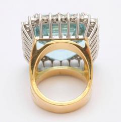 Large Aquamarine and Diamond Platinum and Gold Ring - 773604