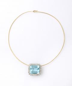 Large Aquamarine stone Necklace - 4360532