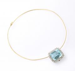 Large Aquamarine stone Necklace - 4360534
