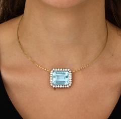 Large Aquamarine stone Necklace - 4360542