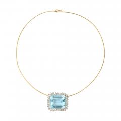 Large Aquamarine stone Necklace - 4361215