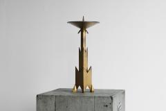 Large Art Deco Candle Holder in Patinated Brass Early 20th Century - 4528649