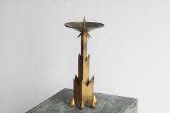 Large Art Deco Candle Holder in Patinated Brass Early 20th Century - 4528683