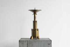 Large Art Deco Candle Holder in Patinated Brass Early 20th Century - 4528688