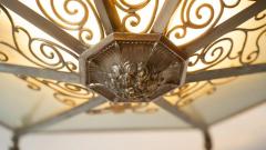 Large Art Deco Ceiling light Glass and Metal France 1930s - 4625488