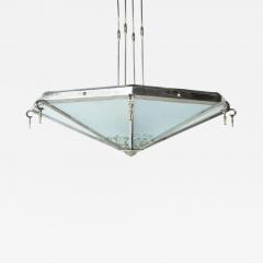 Large Art Deco Ceiling light Glass and Metal France 1930s - 4627214