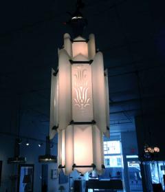 Large Art Deco Etched Glass Tiered Chandelier - 103941