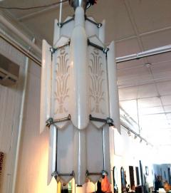 Large Art Deco Etched Glass Tiered Chandelier - 103943