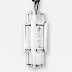 Large Art Deco Etched Glass Tiered Chandelier - 106426