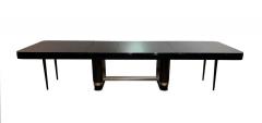 Large Art Deco Expandable Table Black Lacquer and Metal France 1930s - 1808390