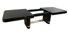 Large Art Deco Expandable Table Black Lacquer and Metal France 1930s - 1808391