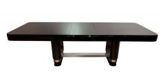 Large Art Deco Expandable Table Black Lacquer and Metal France 1930s - 1808392