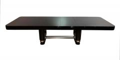 Large Art Deco Expandable Table Black Lacquer and Metal France 1930s - 1808393