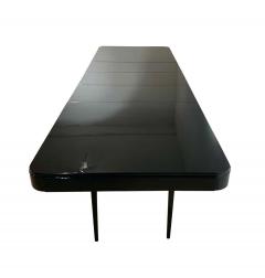 Large Art Deco Expandable Table Black Lacquer and Metal France 1930s - 1808395