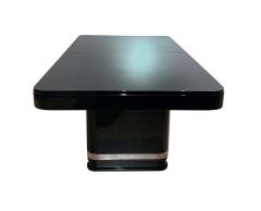 Large Art Deco Expandable Table Black Lacquer and Metal France 1930s - 1808398