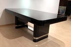 Large Art Deco Expandable Table Black Lacquer and Metal France 1930s - 1808399