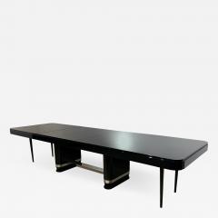 Large Art Deco Expandable Table Black Lacquer and Metal France 1930s - 1818708