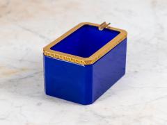 Large Art Deco Lapis Lazuli Opaline Ashtray with Brass Mounts France - 4134742