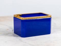 Large Art Deco Lapis Lazuli Opaline Ashtray with Brass Mounts France - 4134743