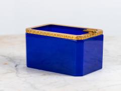 Large Art Deco Lapis Lazuli Opaline Ashtray with Brass Mounts France - 4134744