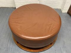 Large Art Deco Leather Walnut Ottoman - 2066843