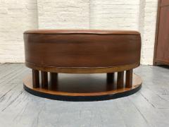 Large Art Deco Leather Walnut Ottoman - 2066844