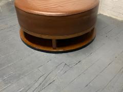 Large Art Deco Leather Walnut Ottoman - 2066845