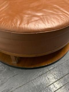 Large Art Deco Leather Walnut Ottoman - 2066847
